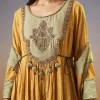 Yellow Zardosi Chanderi Anarkali Set With Dupatta
