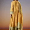 Yellow Zardosi Chanderi Anarkali Set With Dupatta