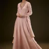 Baby Pink V Neck Anarkali With Printed Dupatta