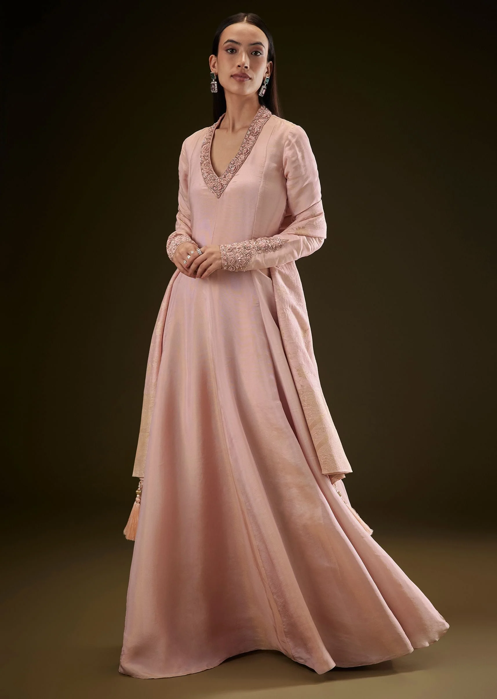 19073-baby-pink-v-neck-anarkali-with-printed-dupatta-1.webp Baby Pink V Neck Anarkali With Printed Dupatta