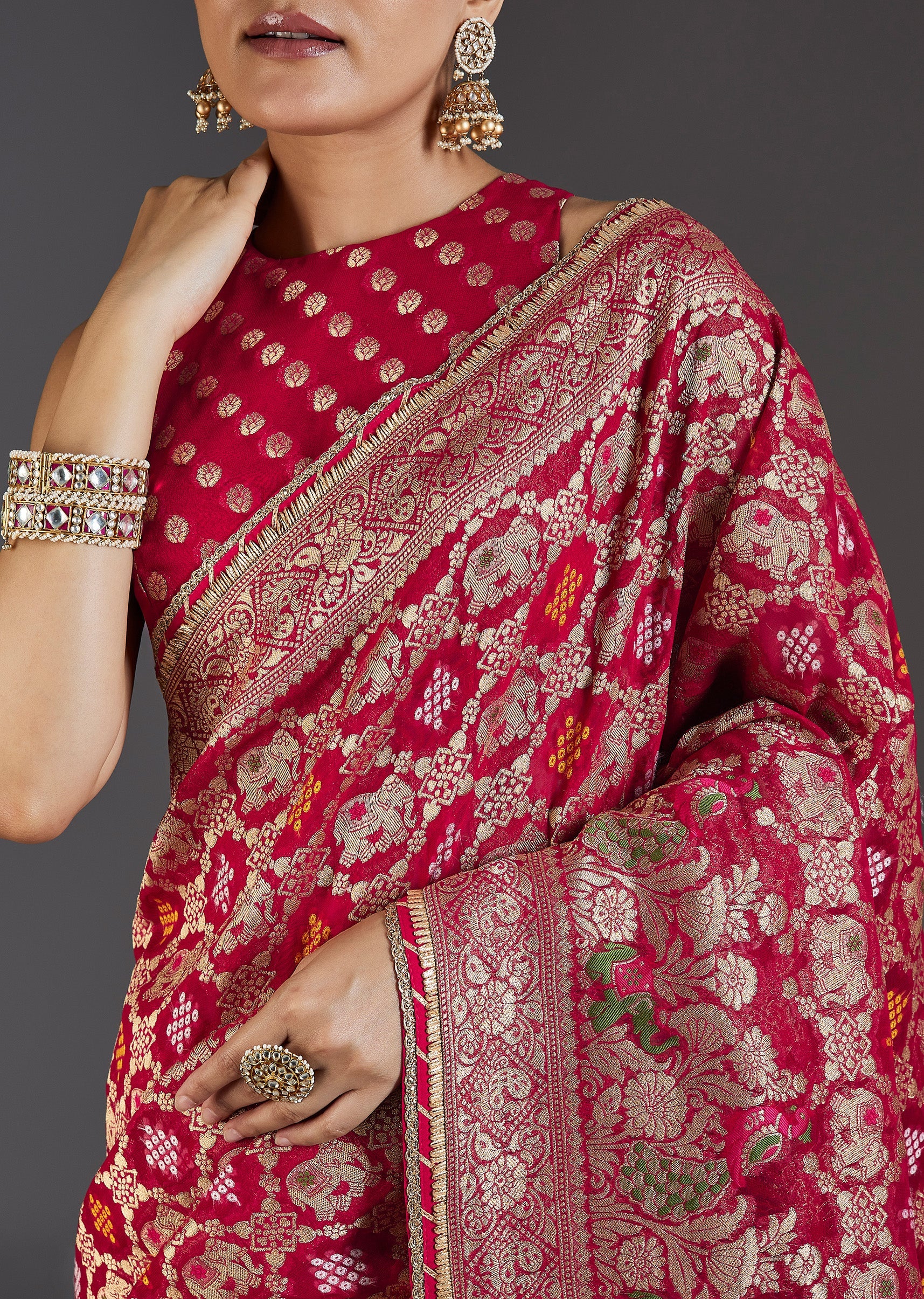 Rani Pink Khaddi Georgette Saree