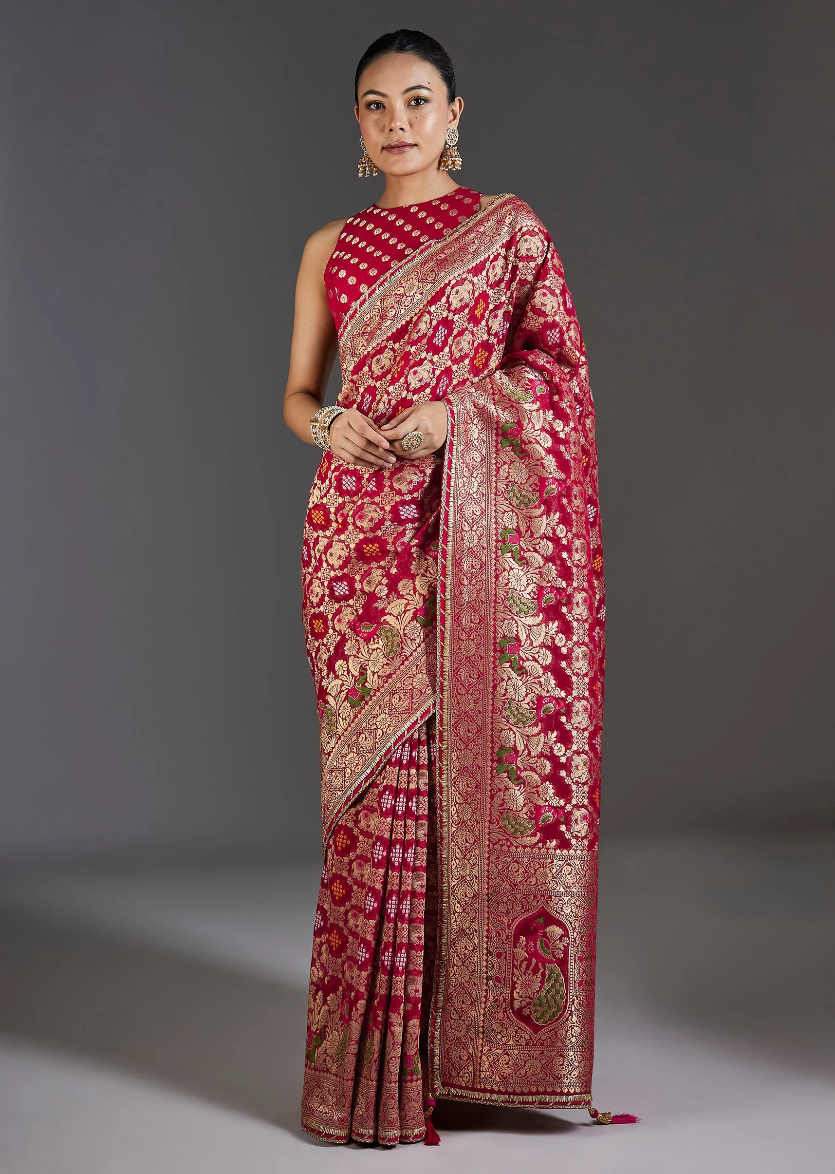 Rani Pink Khaddi Georgette Saree
