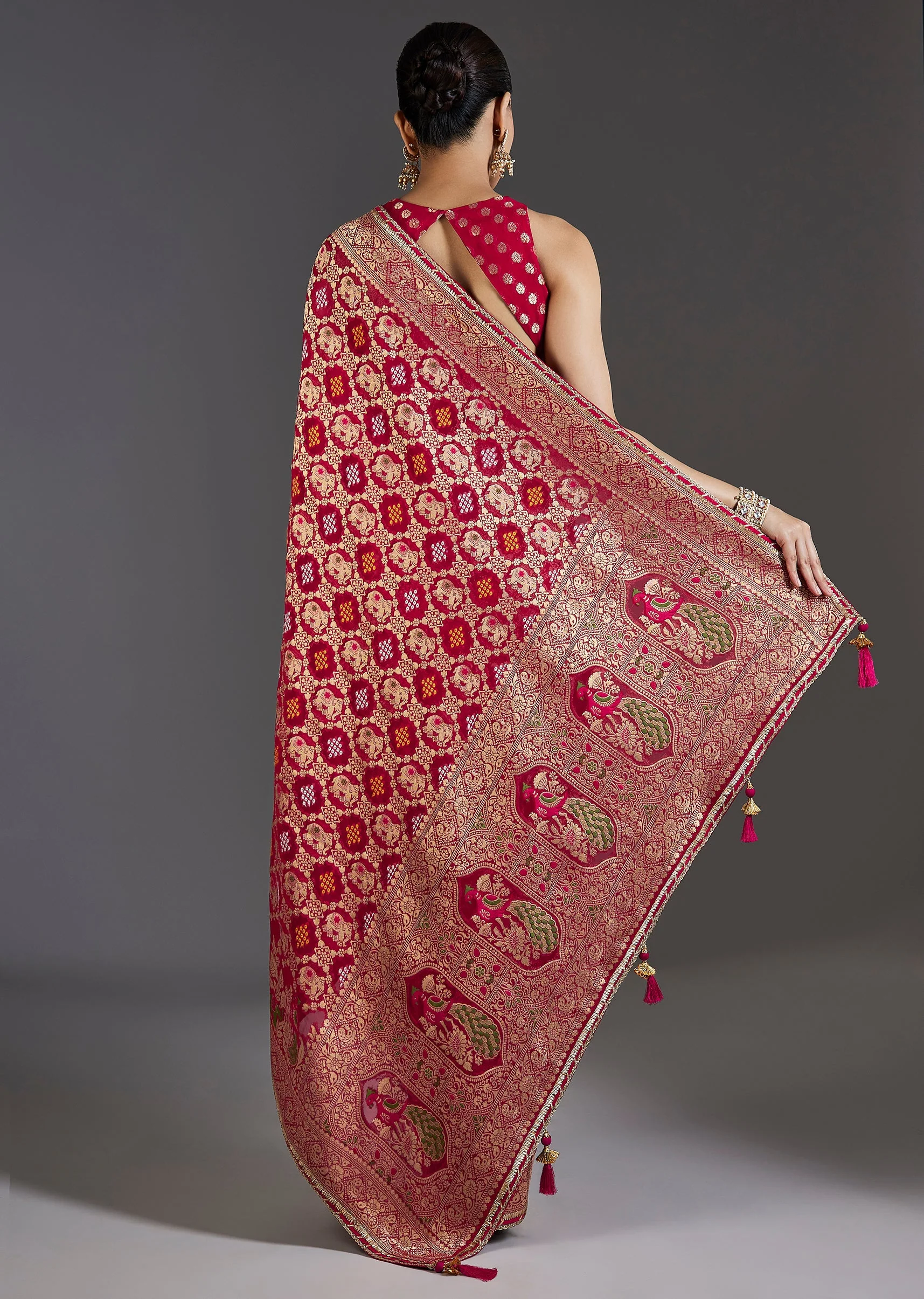 Rani Pink Khaddi Georgette Saree
