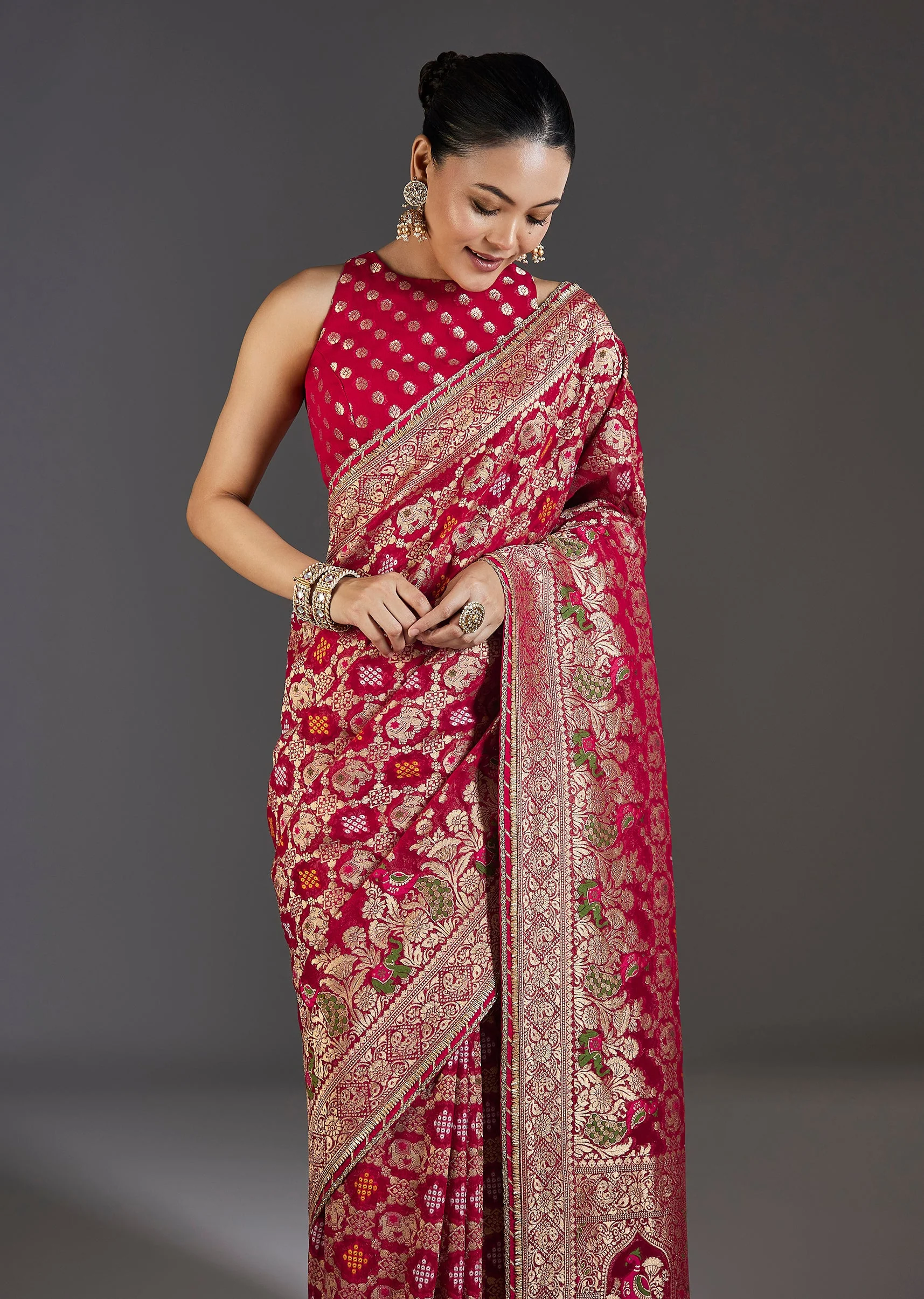 Rani Pink Khaddi Georgette Saree