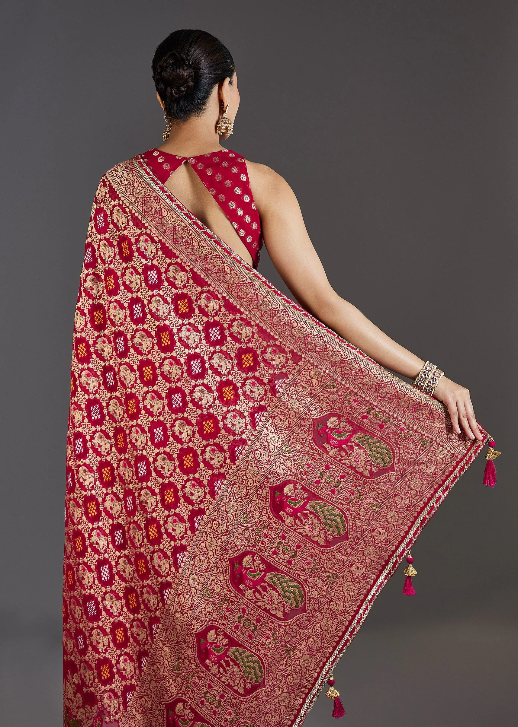 Rani Pink Khaddi Georgette Saree