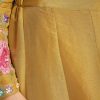 Yellow Tissue Anarkali Set With Resham And Moti Work