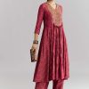 Pink Silk Anarkali Suit With Indie Print And Intricate Embroidery
