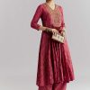 Pink Silk Anarkali Suit With Indie Print And Intricate Embroidery