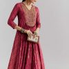 Pink Silk Anarkali Suit With Indie Print And Intricate Embroidery