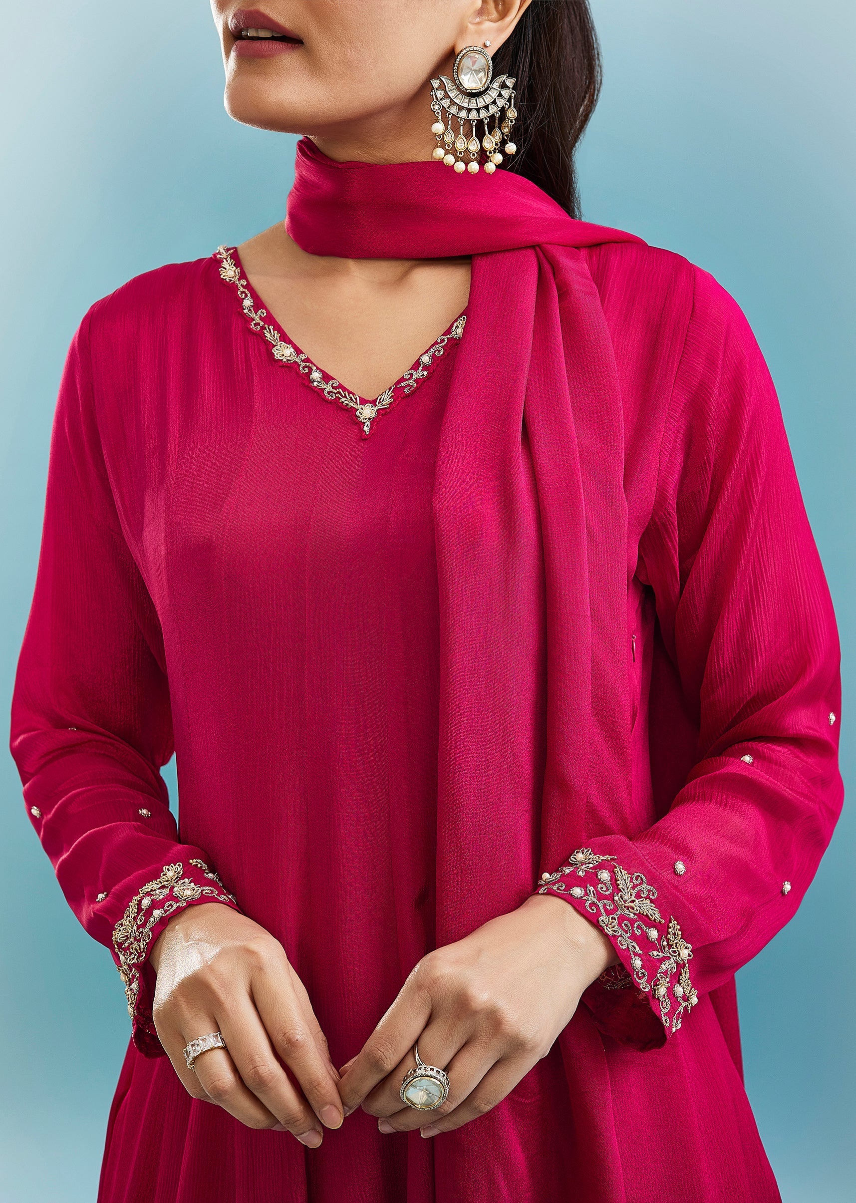 Pink Anarkali Set With Zardosi Work
