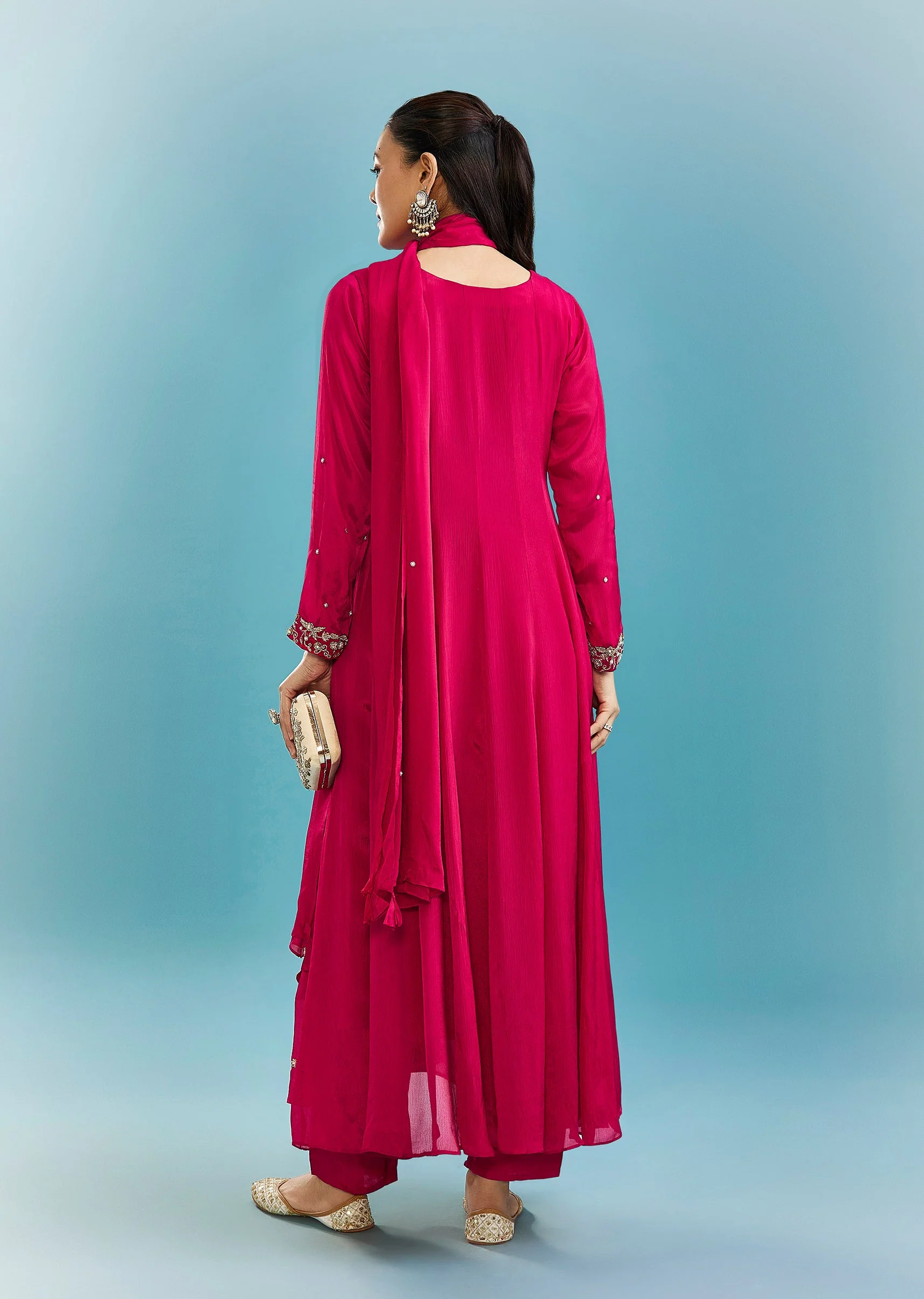 Pink Anarkali Set With Zardosi Work
