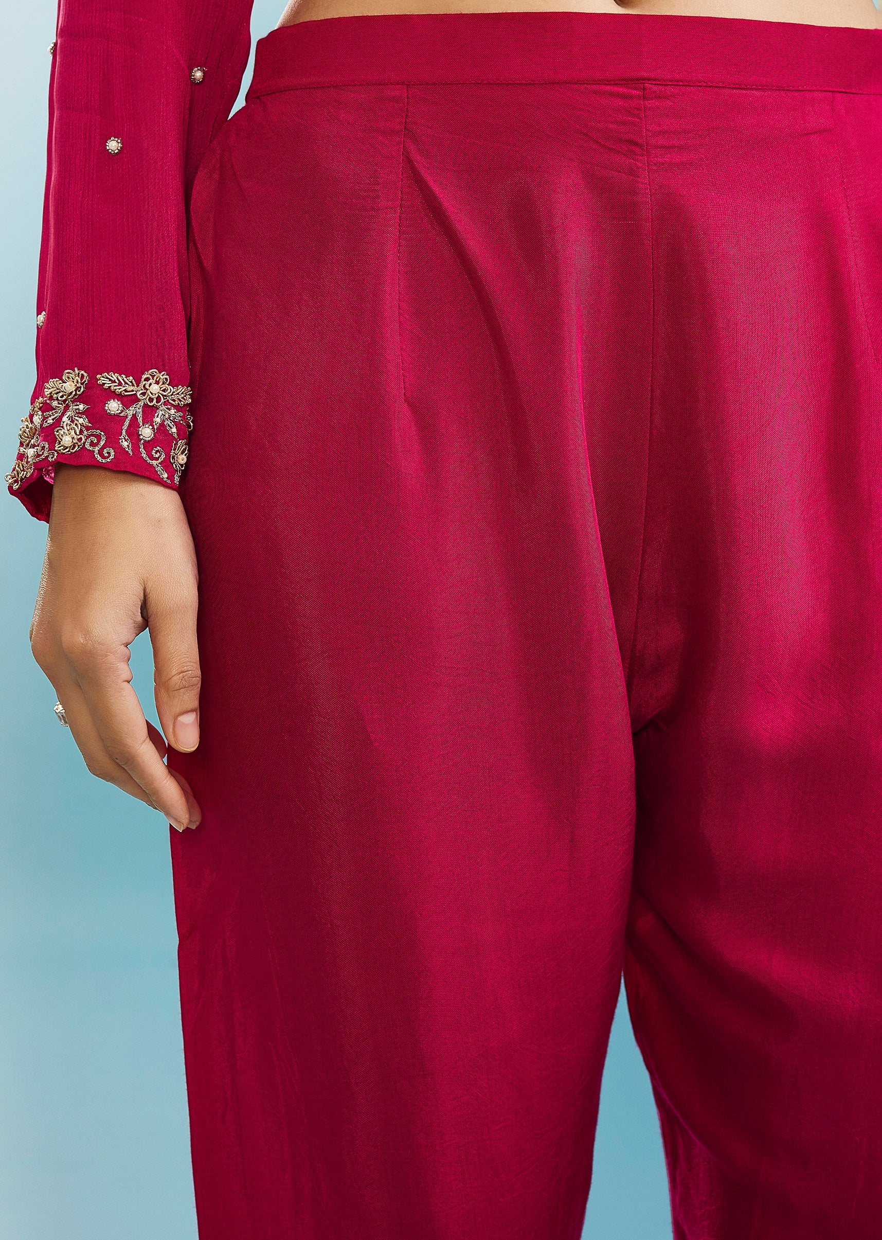 Pink Anarkali Set With Zardosi Work