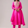 Rani Pink Pure Chiniya Silk Gota Work Anarkali Set