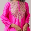 Rani Pink Pure Chiniya Silk Gota Work Anarkali Set