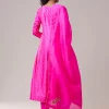Rani Pink Pure Chiniya Silk Gota Work Anarkali Set