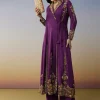 Purple Silk Anarkali Suit with Cut Dana Sequins Work