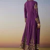 Purple Silk Anarkali Suit with Cut Dana Sequins Work