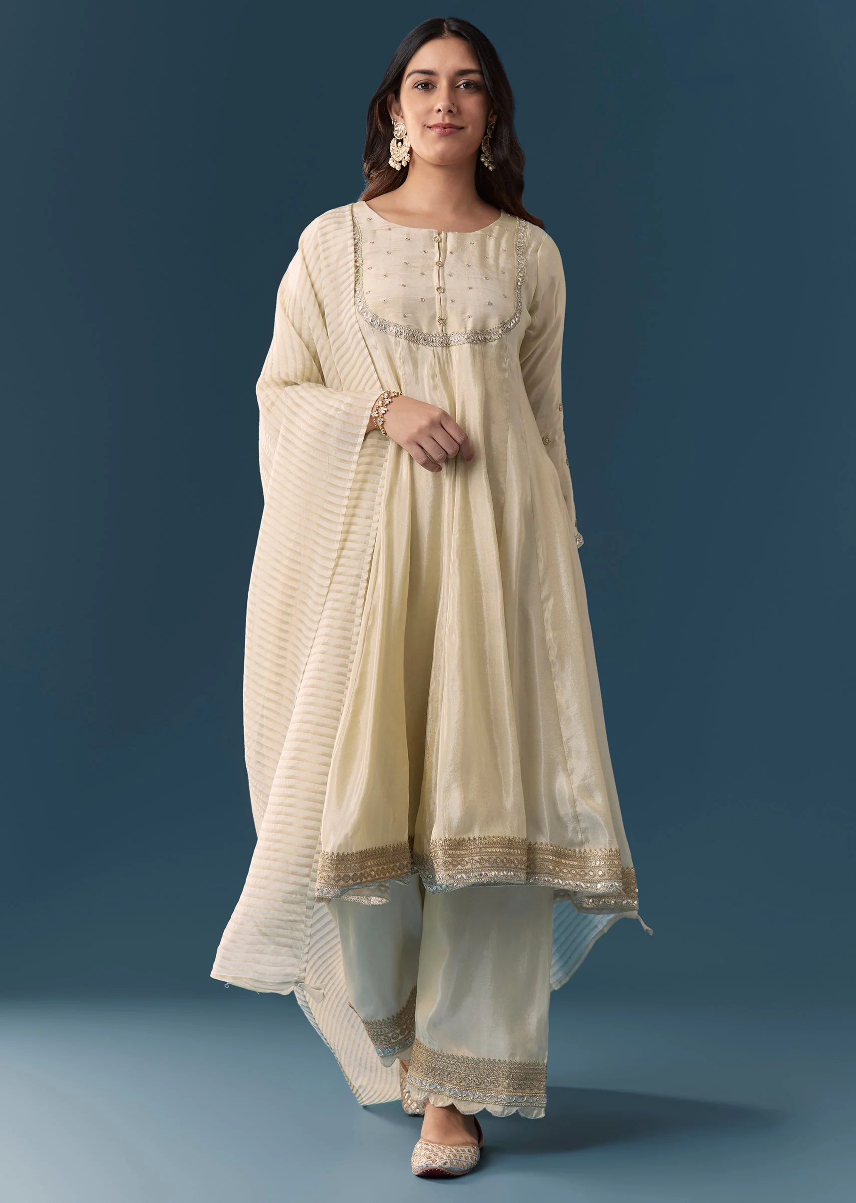 19186-cream-gotta-lace-tissue-anarkali-suit-set-with-pant-and-dupatta-1.webp Cream Gotta Lace Tissue Anarkali Suit Set With Pant And Dupatta
