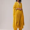 Mustard Yellow Chinon Sequin Embroidered Anarkali Set