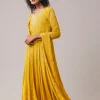 Mustard Yellow Chinon Sequin Embroidered Anarkali Set