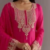 Pink Chinon Thread Sequin Embroidered Anarkali Dupatta Suit