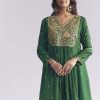 Green Silk Anarkali Suit With Zari Thread Work