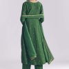 Green Silk Anarkali Suit With Zari Thread Work