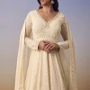 Ivory Lucknowi Anarkali with Dupatta