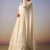 Ivory Lucknowi Anarkali with Dupatta