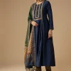 Navy Blue Sequin Work Anarkali Set