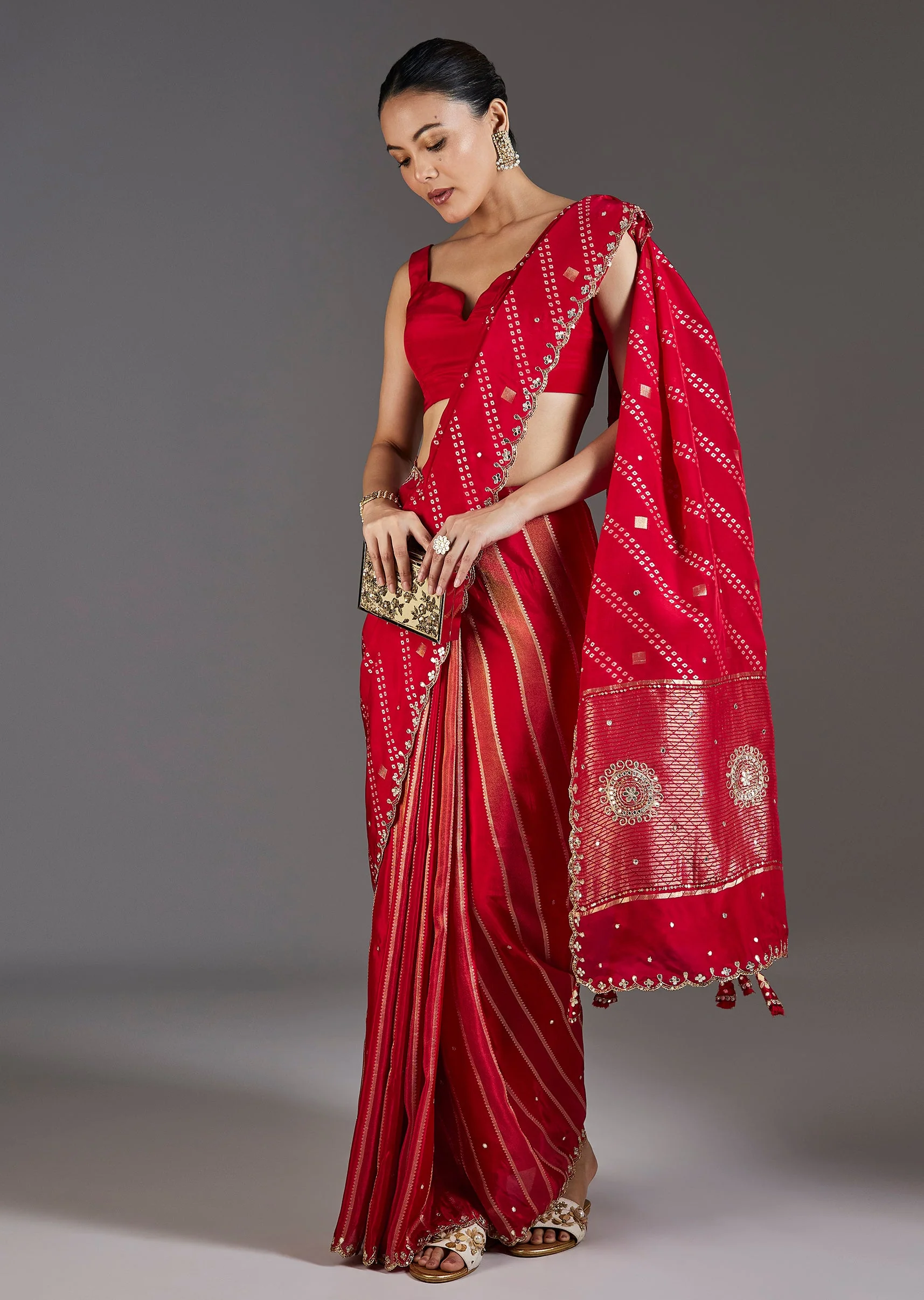 1924-red-dola-silk-lehriya-saree-1.webp Red Dola Silk Lehriya Saree
