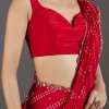 Red Dola Silk Lehriya Saree