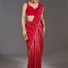 Red Dola Silk Lehriya Saree