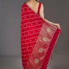 Red Dola Silk Lehriya Saree