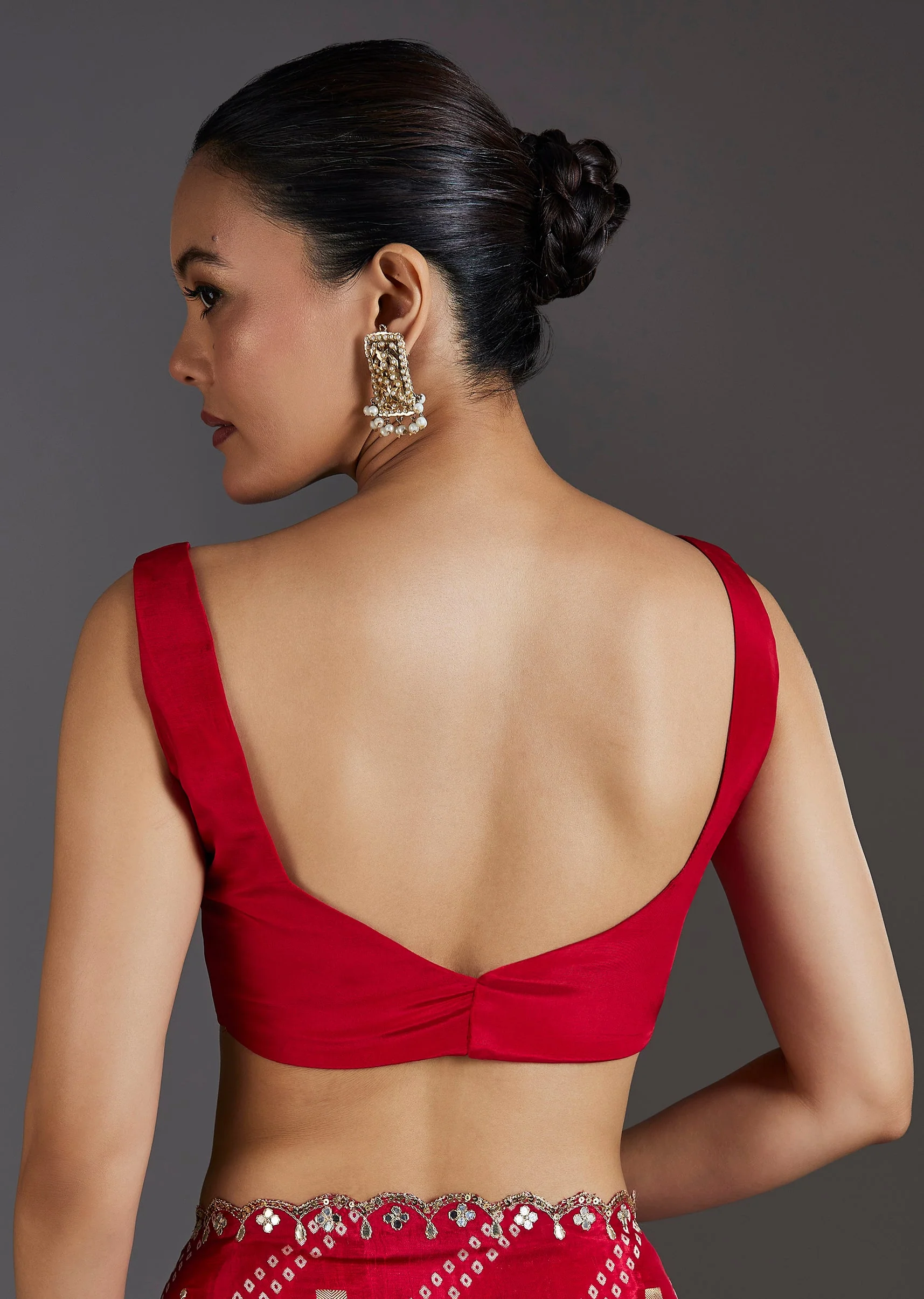 Red Dola Silk Lehriya Saree
