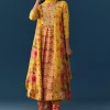Yellow Floral Print Anarkali Set