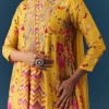 Yellow Floral Print Anarkali Set