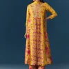 Yellow Floral Print Anarkali Set