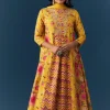 Yellow Floral Print Anarkali Set