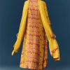 Yellow Floral Print Anarkali Set