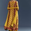 Yellow Silk Anarkali Suit With Floral Print And Zari Embroidery