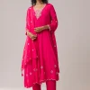 Pink Chinon Embroidered Anarkali Set