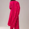Pink Chinon Embroidered Anarkali Set