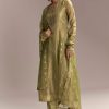 Mehendi Green Tissue Anarkali Suit With Zardosi Work