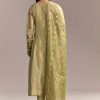 Mehendi Green Tissue Anarkali Suit With Zardosi Work