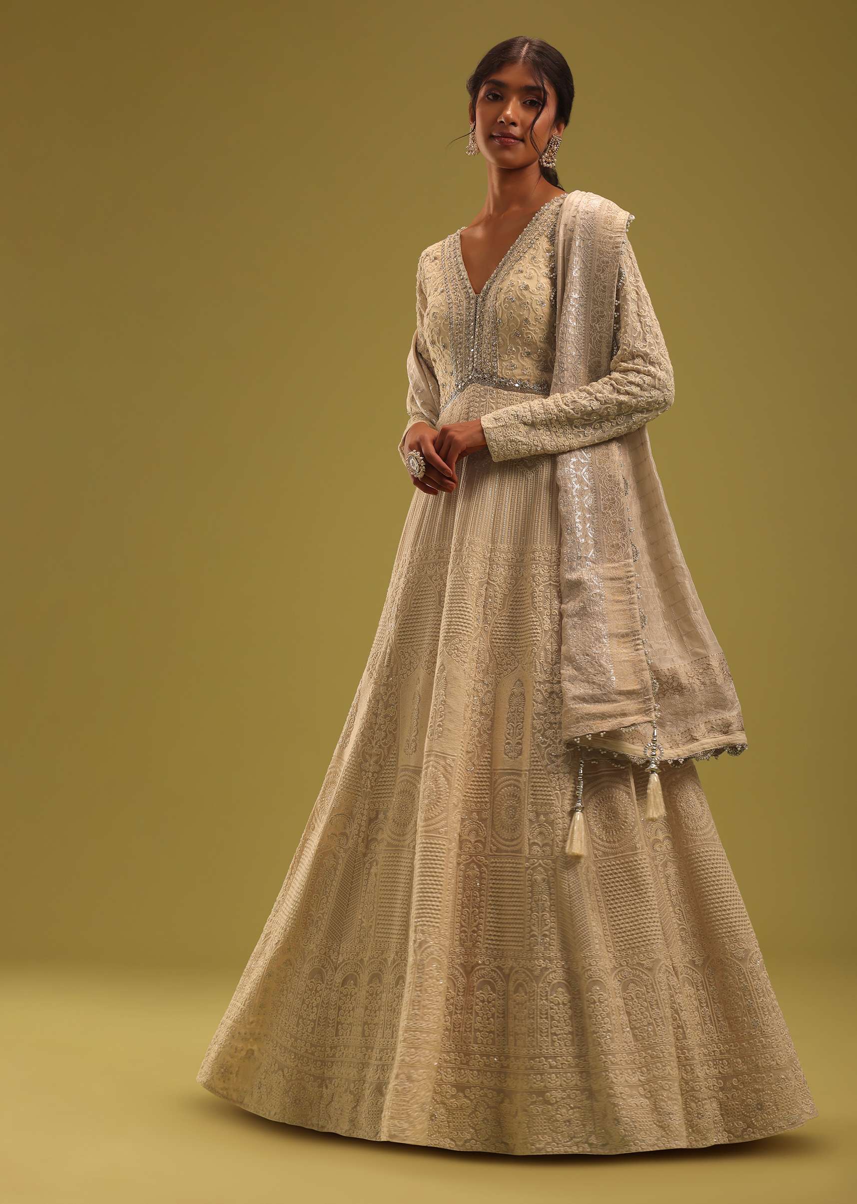 19280-cream-white-anarkali-set-in-georgette-with-lucknowi-work-1.jpg Cream White Anarkali Set In Georgette With Lucknowi Work