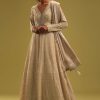 Cream White Anarkali Set In Georgette With Lucknowi Work
