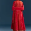 Red Bandhani And Leheriya Jacket Anarkali Suit In Georgette