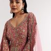 Pink Ombre Printed Anarkali Suit With Gotta And Mirror Work