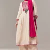 Ivory Anarkali Suit With Gotta Lace Work And Dupatta